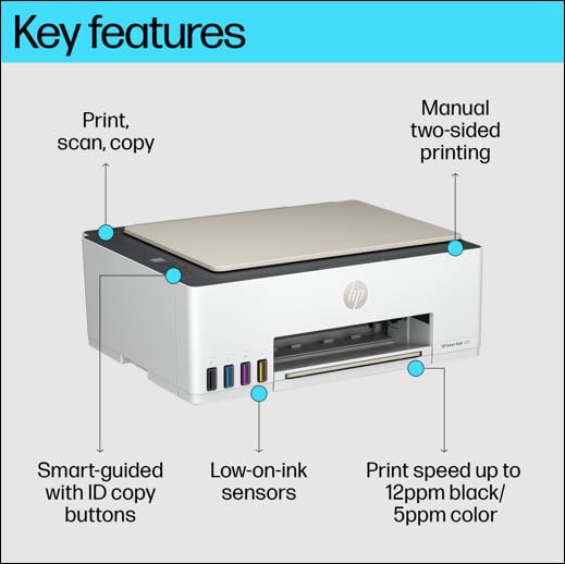 HP Smart Tank 529 AIO Colour Printer (Upto 6000 Black & 6000 Colour Pages Included in The Box)- Print, Scan & Copy for Office/Home