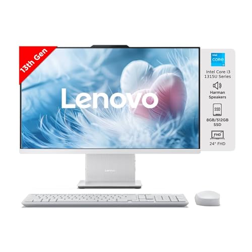 Lenovo IdeaCentre AIO 3 12th Gen Intel i3 23.8" FHD WVA 3-Side Edgeless All-in-One Desktop with Alexa Built-in (8GB/512GB SSD/Win11/MS Office 2021/HD 720p Camera/Wireless Keyboard & Mouse) F0GH017DIN