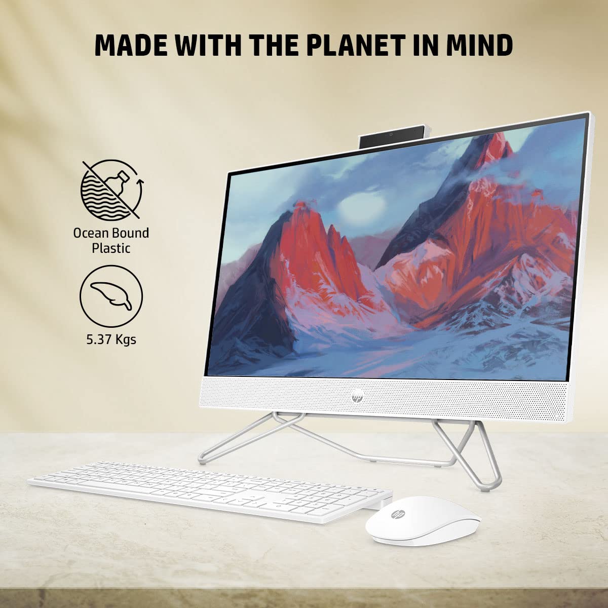 HP All-in-One 12Th Gen Windows 11, Intel Core i3-23.8 Inch(60.5 Cm) 8GB Ram/512GB SSD/Fhd, Micro-Edge, Anti-Glare Display/Wireless Keyboard & Mouse/Intel UHD Graphics/Win 11/5.37 Kg, 24-Cb1901In