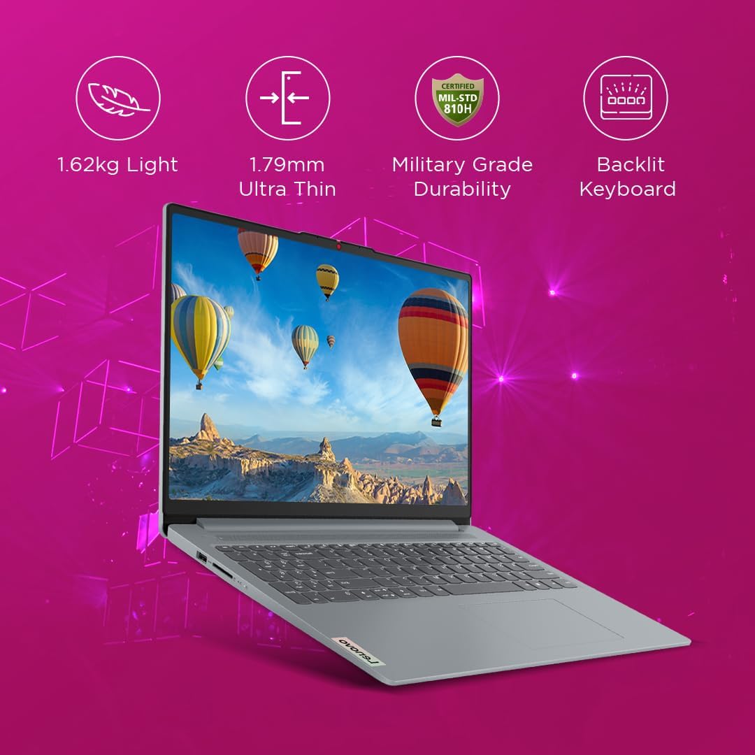 Lenovo IdeaPad 3 12th Gen Intel Core i3-1215U 15.6 Inch (39.65cm) FHD Thin & Light Laptop (8GB/512GB SSD/Windows 11/Office 2021/Backlit KB/1Yr ADP Free/3months Game Pass/Grey/1.63Kg), 82RK017PIN