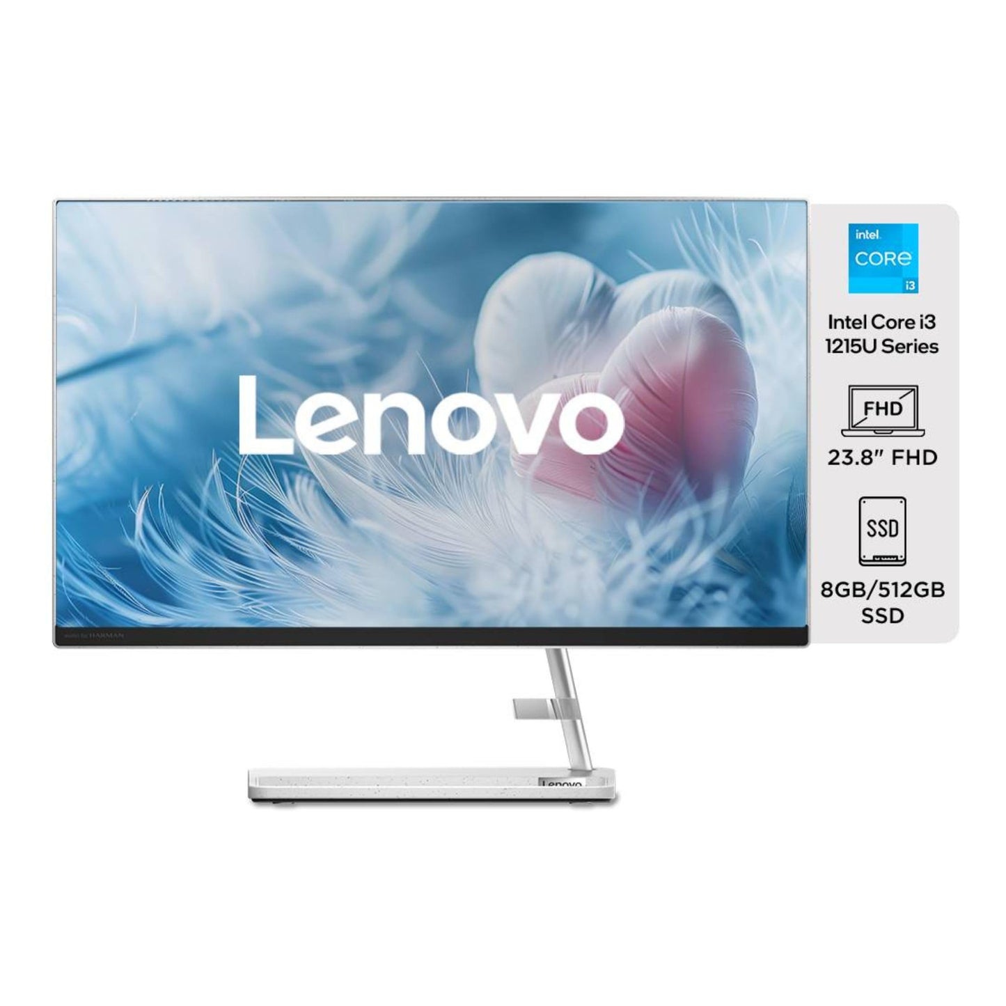 Lenovo IdeaCentre AIO 3 12th Gen Intel i3 23.8" FHD WVA 3-Side Edgeless All-in-One Desktop with Alexa Built-in (8GB/512GB SSD/Win11/MS Office 2021/HD 720p Camera/Wireless Keyboard & Mouse) F0GH017DIN